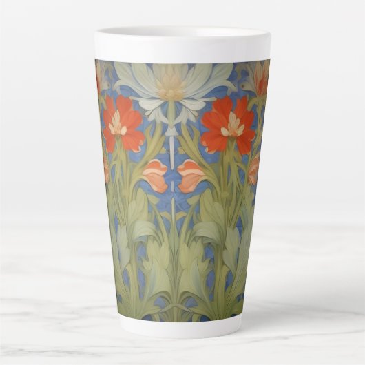 Art nouveau bloemmotief latte mok (Voorkant)