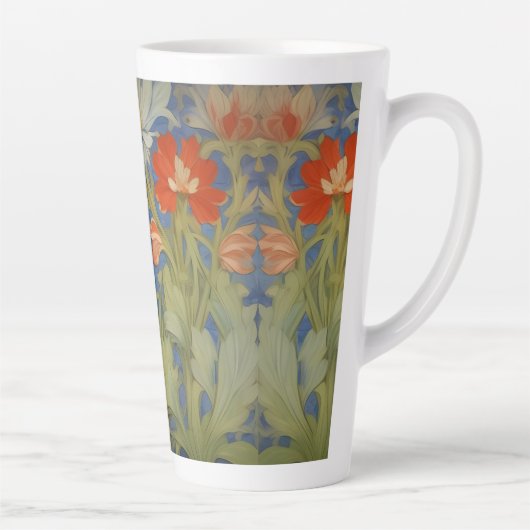 Art nouveau bloemmotief latte mok (Rechts)
