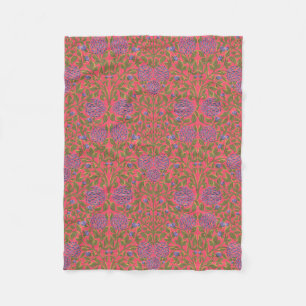 Art Nouveau bloemmotief paars roze groen Fleece Deken