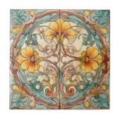 Art Nouveau bloemmotief Tegeltje (Voorkant)