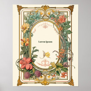 Art Nouveau bloemmotief vintage Poster