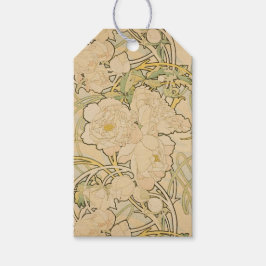 Art Nouveau bloempatroon Mucha Cadeaulabel