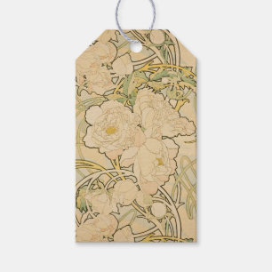 Art Nouveau bloempatroon Mucha Cadeaulabel