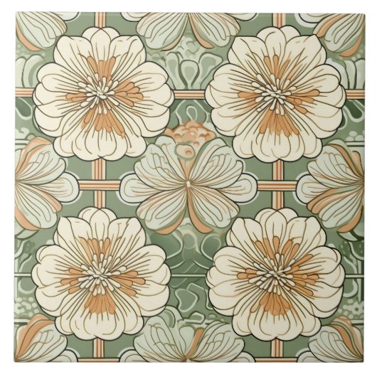Art Nouveau bloempatroon  Tegeltje (Voorkant)