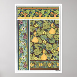 Art Nouveau bloemrijke groenten en pompoenen Poster
