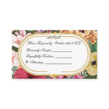 Art Nouveau bloemrijke kalligrafie RSVP kaart