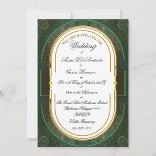 Art Nouveau bloemrijke kalligrafie uitnodiging
