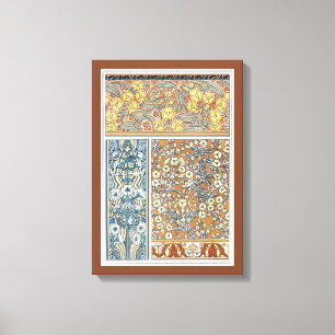 Art Nouveau bloemschilderij met pijlkruid bloemen Canvas Afdruk