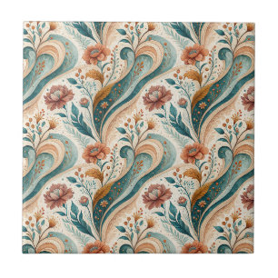 Art Nouveau bloemschildering kunstpatroon Tegeltje