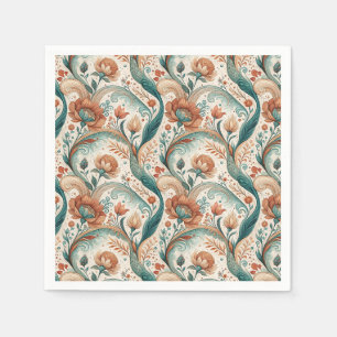 Art Nouveau bloemschildering patroon Servet