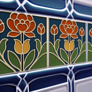 Art Nouveau Bloom Bloem Keramische Tegel Tegeltje