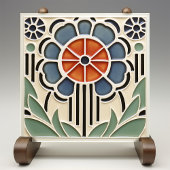 Art Nouveau Bloom Floral Ceramic Tile Tegeltje