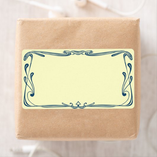Art Nouveau Blue Address Shipping Label (Insitu)