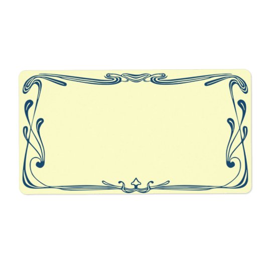 Art Nouveau Blue Address Shipping Label (Voorkant)