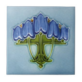 Art Nouveau Blue Faux Relief Tile Repro Tegeltje (Voorkant)