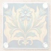 Art Nouveau Blue Floral Onderzetter (Achterkant)
