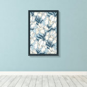  Art Nouveau, Blue Garden Iris Flowers Canvas Afdruk (Insitu (Houten vloer))
