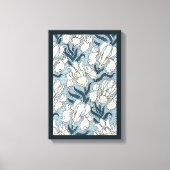 Art Nouveau, Blue Garden Iris Flowers Canvas Afdruk (Voorkant)