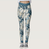 Art Nouveau, Blue Garden Iris Flowers Leggings (Voorkant)