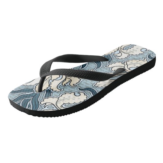  Art Nouveau, Blue Garden Iris Flowers Teenslippers (Schuin)