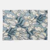  Art Nouveau, Blue Garden Iris Flowers Theedoek (Horizontaal)