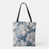  Art Nouveau, Blue Garden Iris Flowers Tote Bag (Achterkant)