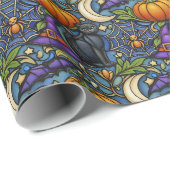 Art Nouveau Blue Halloween Cadeaupapier (Rol Hoek)