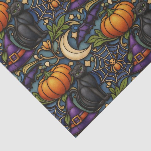 Art Nouveau Blue Halloween Tissuepapier (Detail)