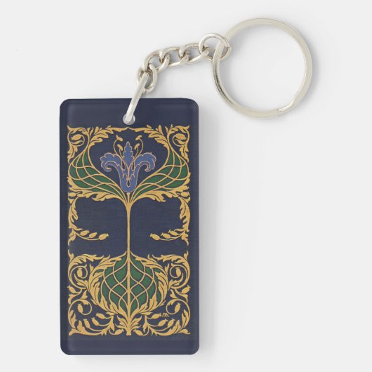 Art Nouveau Blue Lily Sleutelhanger (achterkant)