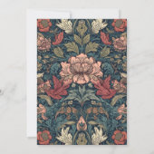 Art Nouveau Blue William Morris Floral Wedding Kaart (Achterkant)