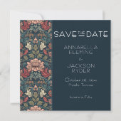 Art Nouveau Blue William Morris Floral Wedding Save The Date (Voorkant)