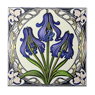 Art nouveau bluebell bloem patroon 1 tegeltje