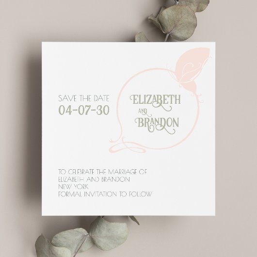 Art Nouveau Blush Pink Butterfly Wedding Save The Date