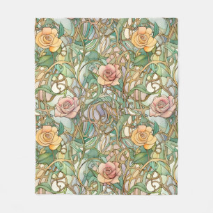 Art Nouveau blush roze rozen patroon Fleece Deken
