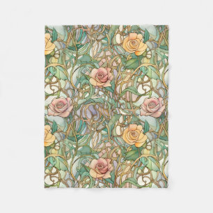 Art Nouveau blush roze rozen patroon Fleece Deken