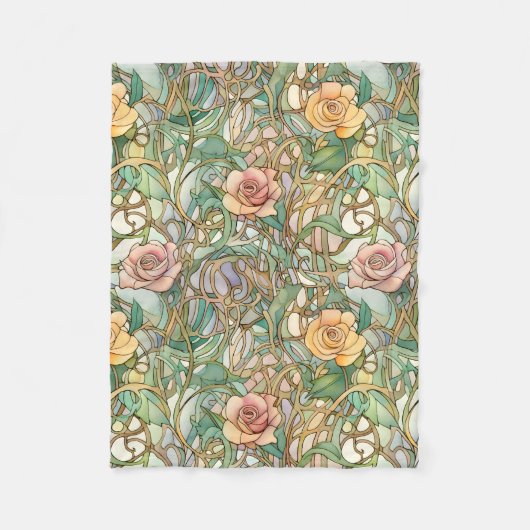 Art Nouveau blush roze rozen patroon Fleece Deken (Voorkant)