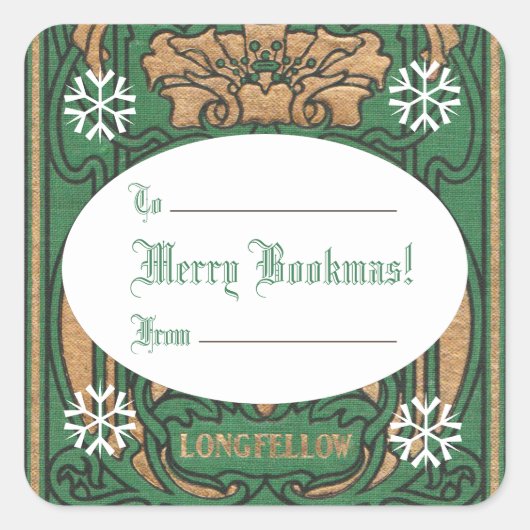 Art Nouveau Boeken (Kerst) Vierkante Sticker (Voorkant)