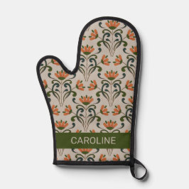 Art nouveau boho sinaasappels met naam op beige ovenwant