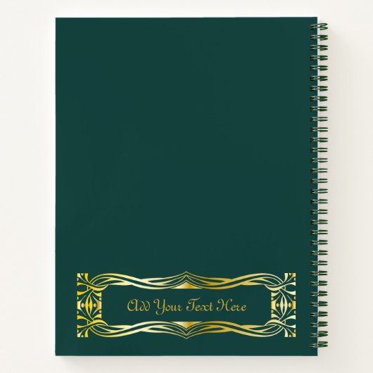 Art Nouveau Book Hoesje Botanical Motifs Gold Gree Notitieboek (Achterkant)