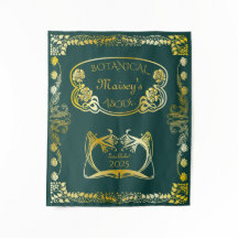 Art Nouveau Book Hoesje Botanical Motifs Gold Gree