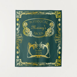 Art Nouveau Book Hoesje Botanical Motifs Gold Gree Wandkleed