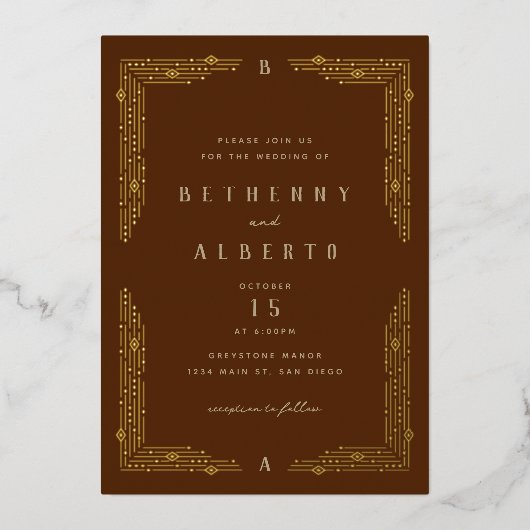 Art Nouveau Border Folie Uitnodiging (Voorkant)