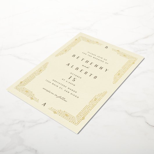 Art Nouveau Border Folie Uitnodiging (Gedraaid)