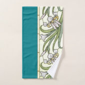 Art Nouveau Borders of Iris Flowers Bath Towel Set Bad Handdoek (Handdoek)