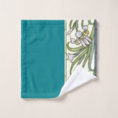 Art Nouveau Borders of Iris Flowers Bath Towel Set Bad Handdoek (Wasdoekje)