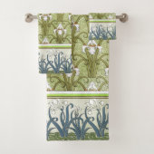 Art Nouveau Borders of Iris Flowers Bath Towel Set Bad Handdoek (Insitu)