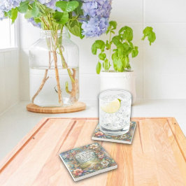 Art Nouveau Bos Bloemendecor Johannes 14:6 Schrift Stenen Onderzetter