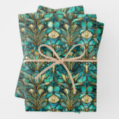 Art Nouveau Botanical Wrapping Paper Sheets Set (In situ)