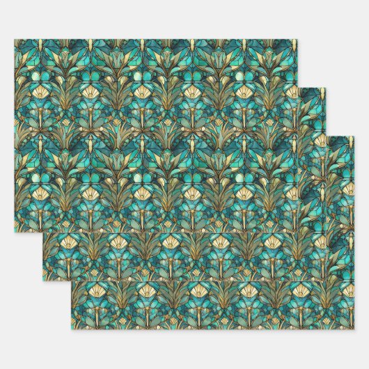Art Nouveau Botanical Wrapping Paper Sheets Set (Set)