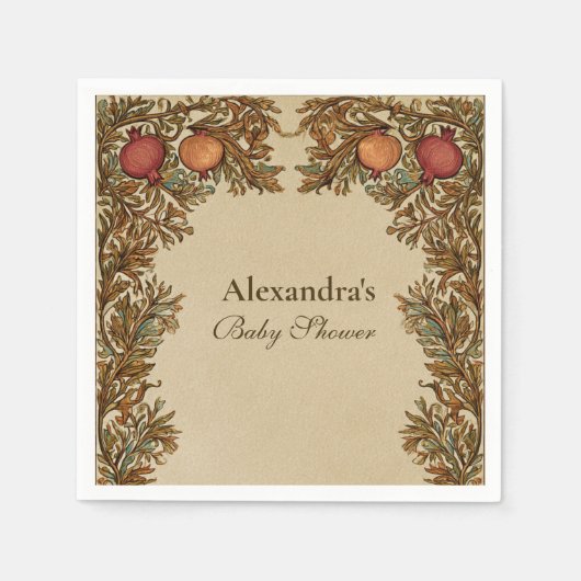 Art Nouveau Botanisch Baby shower Servet (Voorkant)